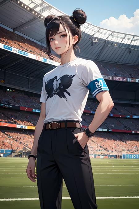 396443-1537245384-masterpiece, best quality, highres, armband, Fashion clothing, double bun, shirt, belt, pants, outdoors, cowboy shot, standing,.png